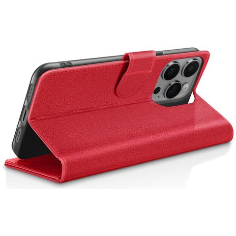 Custodia A Portafoglio Per Iphone 14 Pro Max Con Supporto E Linguetta Magnetica, Rosso - Foto 2