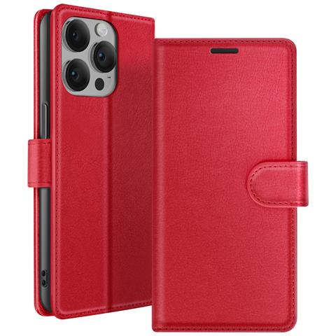 Custodia A Portafoglio Per Iphone 14 Pro Max Con Supporto E Linguetta Magnetica, Rosso - Foto 1