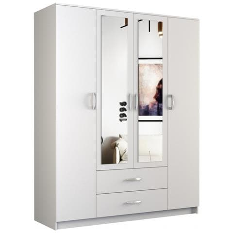 ROMANA 160 BIEL armadio /guardaroba per camera da letto 11 ripiani 4 porta /porte Bianco - Foto 1