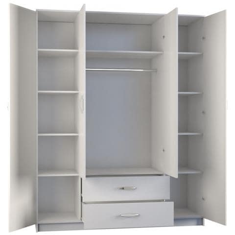ROMANA 160 BIEL armadio /guardaroba per camera da letto 11 ripiani 4 porta /porte Bianco - Foto 2