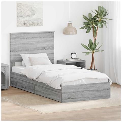 Letto con Contenitore con testiera Grigio Sonoma 90 x 190 cm - Foto 2
