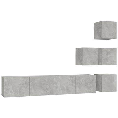 Mobile Porta TV a Parete Grigio Cemento in Legno Multistrato - Foto 1