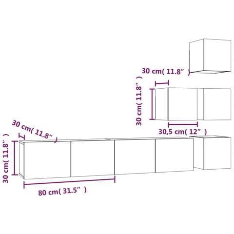 Mobile Porta TV a Parete Grigio Cemento in Legno Multistrato - Foto 8
