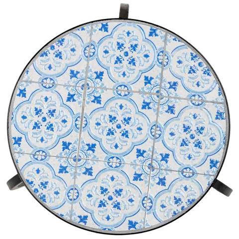 Set 3 Pezzi In Mosaico E Ferro Battuto, Bianco, 33x33x37h-28x28x33h-23 - Foto 7