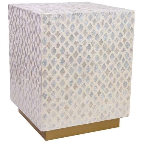 Sgabello In Legno E Capiz Beige 35x35x45h Cm - Foto 1