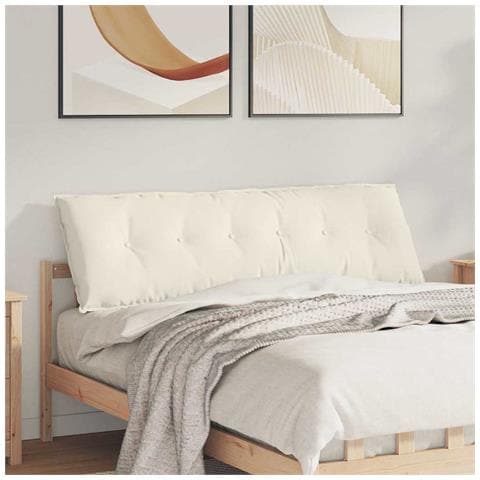 Cuscino per Schiena Crema 160 x 50 cm Tessuto in Cords - Foto 2