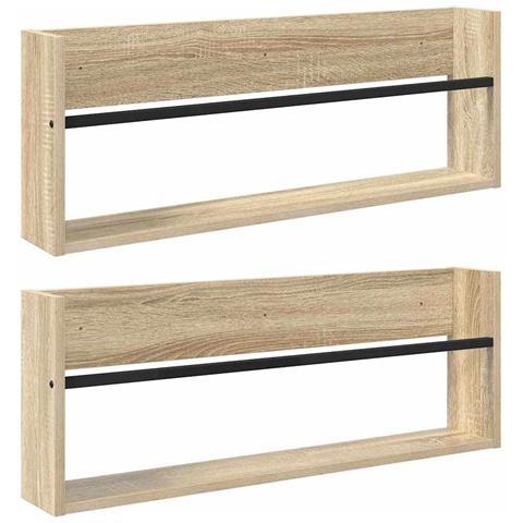 Scaffale per riviste 2 pcs Rovere Sonoma 80 x 12 x 30 cm - Foto 1