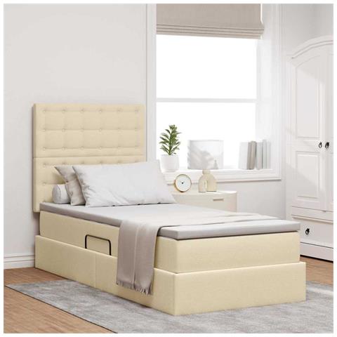 Letto con contenitore e LED Crema 90 x 190 cm Poliestere - Foto 2