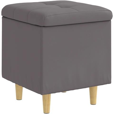 Pouf contenitore Grigio 40 x 40 x 45 cm Pelle sintetica - Foto 1