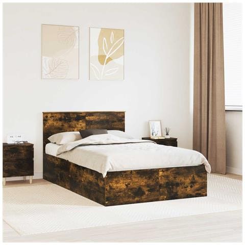 Struttura del letto Rovere fumé 120 x 200 cm Legno multistrato - Foto 2