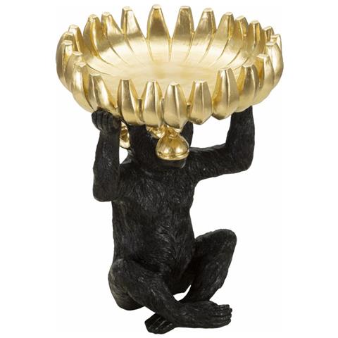 Scultura Scimmia Svuotatasche Con Banane In Resina Nera E Oro - Foto 2