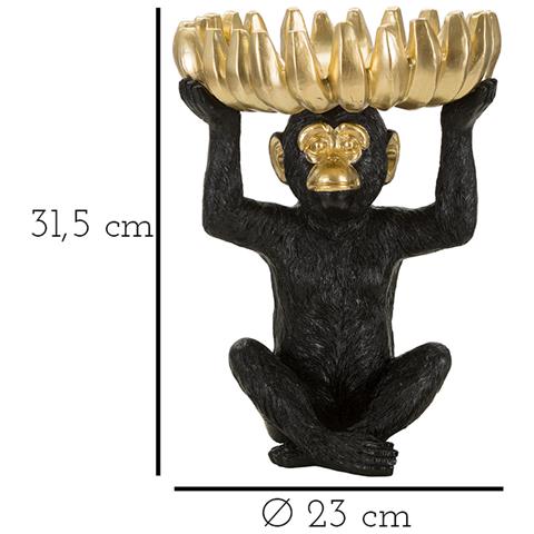 Scultura Scimmia Svuotatasche Con Banane In Resina Nera E Oro - Foto 7