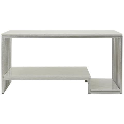 Tavolino Da Salotto Kayseri In Marmo Bianco E Ferro Argento 90x60x45 Cm - Foto 2