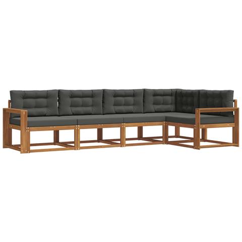 Set di divani da esterno con cuscino 5 pcs Naturale e Antracite - Foto 1