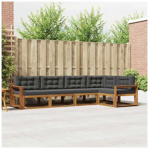 Set di divani da esterno con cuscino 5 pcs Naturale e Antracite - Foto 2