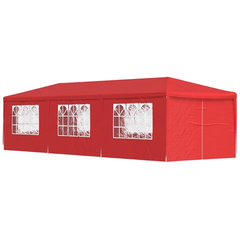 Tenda Party 900 x 300 x 255 cm Rosso PE e Acciaio - Foto 1