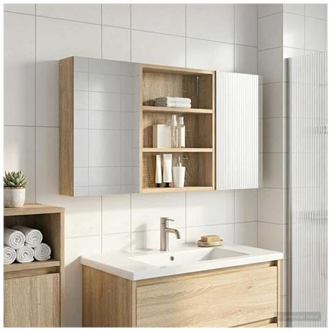 Set di Armadi da Bagno con lo scaffale 3 pcs 100 x 10,5 x 50 cm - Foto 2