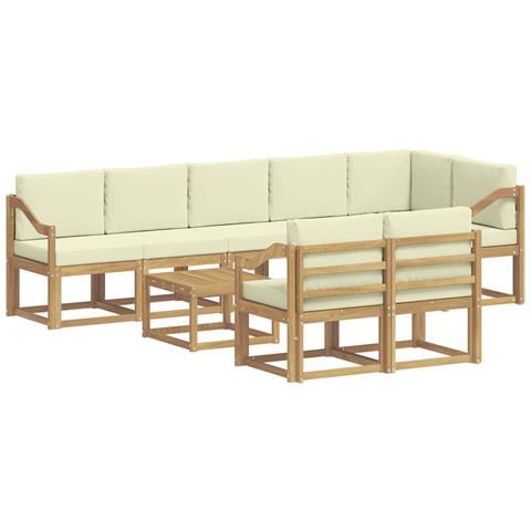 Set di divani da esterno 9 pcs Bianco e Crema Poliestere - Foto 1