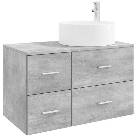 Set di mobili per il bagno 2 pz Grigio Cemento - Foto 1