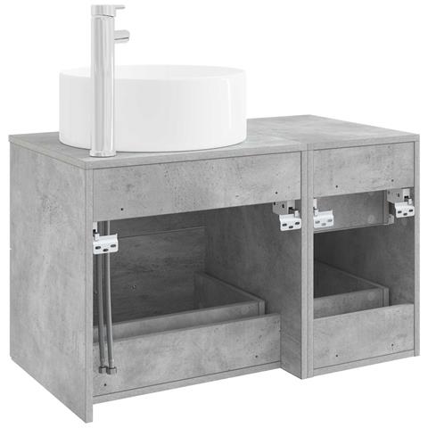 Set di mobili per il bagno 2 pz Grigio Cemento - Foto 2