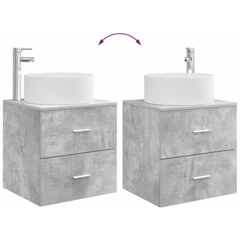 Set di mobili per il bagno 2 pz Grigio Cemento - Foto 9