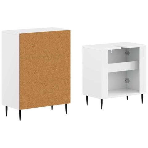 Set di Armadi da Bagno da 2 Pezzi HAARLEM Bianco Lucido - Foto 2