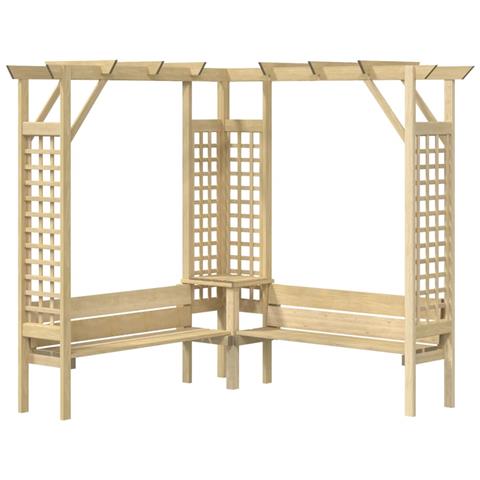 Pergola Angolare con Panca in Legno di Pino Impregnato - Foto 1