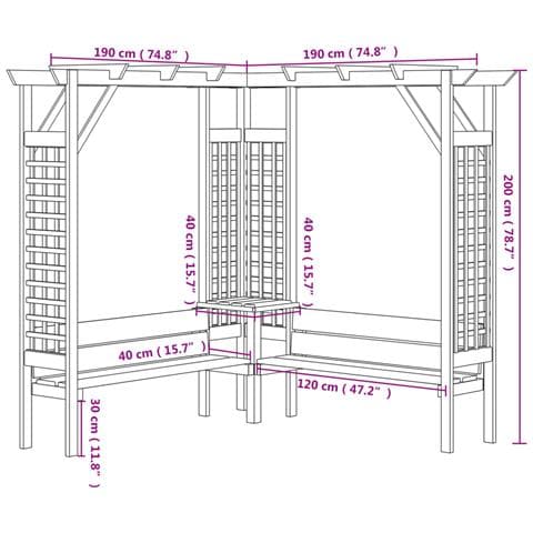 Pergola Angolare con Panca in Legno di Pino Impregnato - Foto 5