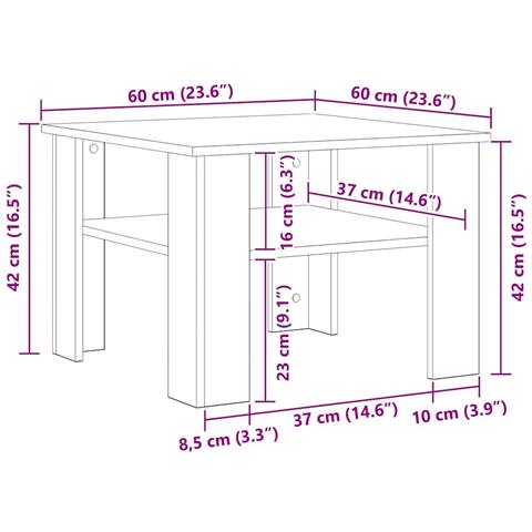 Tavolino da Salotto Bianco 60x60x42 cm in Legno Multistrato - Foto 2