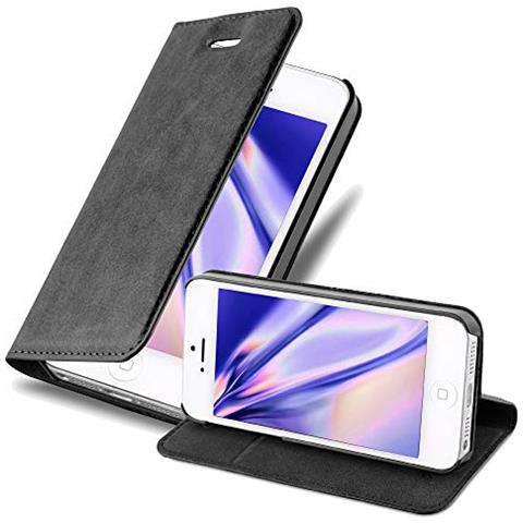 Cadorabo Custodia Compatibile Con Apple Iphone 5 / Iphone 5s / Iphone Se In Nero Di Notte - Coperchio Protettiva Con Chiusura Magnetica, Funzione Stand E Tasca Per Le Carte - Foto 1