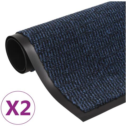 Tappeti Antipolvere 2 Pz Rettangolari Trapuntati 60x90 Cm Blu - Foto 1