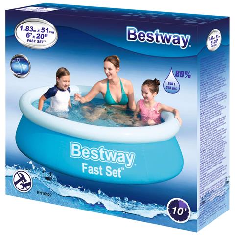 Set Piscina Gonfiabile Fast Rotonda 183x51 cm Blu - Foto 2