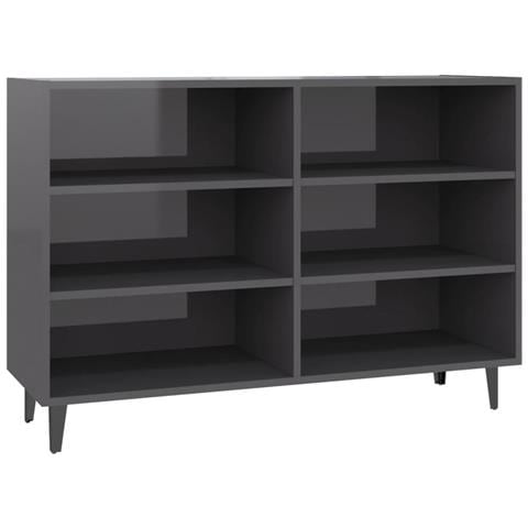 Credenza Grigio Lucido 103,5x35x70 cm in Legno Multistrato - Foto 1