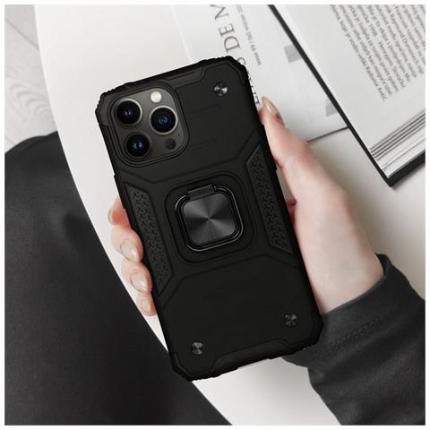Custodia Alta Protezione Con Anello Per Apple Iphone 14 Black - Foto 5
