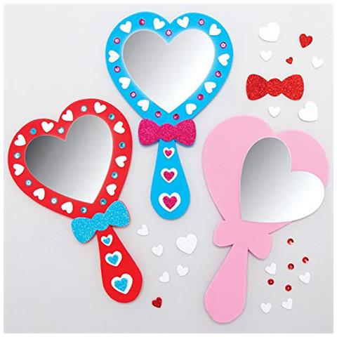 Ax740 Kit Specchio A Forma Di Cuore - Confezione Da 4, Progetto Artigianale In Schiuma Per Bambini, Arti E Mestieri, Fantasia, Feste, Regali, Ricordi - Foto 1
