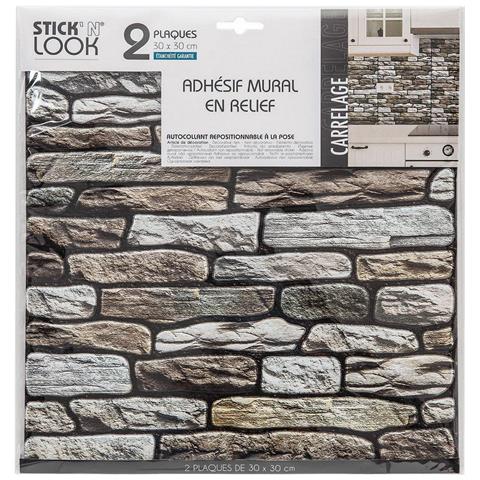 Adesivi Parete Decorativo Con Rilievo Marrone 2 Unità (30 X 30 Cm) - Foto 2