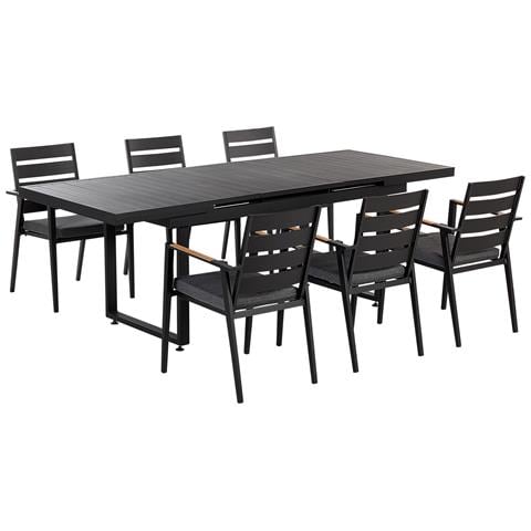 Set Da Pranzo 6 Posti Metallo Nero Grigio E Legno Chiaro Valcanetto /taviano - Foto 5