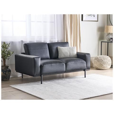 Divano 2 Posti Sovik Pelle Sintetica Nero - Foto 1