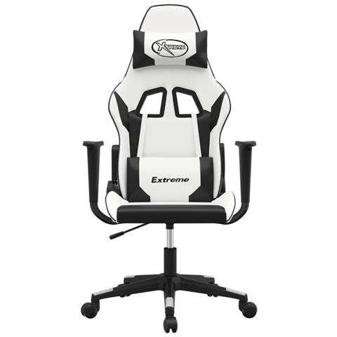 Sedia Da Gaming Massaggiante Bianco E Nero In Similpelle - Foto 3