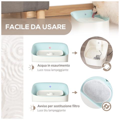 Fontanella Per Gatti E Cani Da 3l Con Filtro A Carboni, Luce Led E Sensore Di Movimento, Bianco - Foto 6