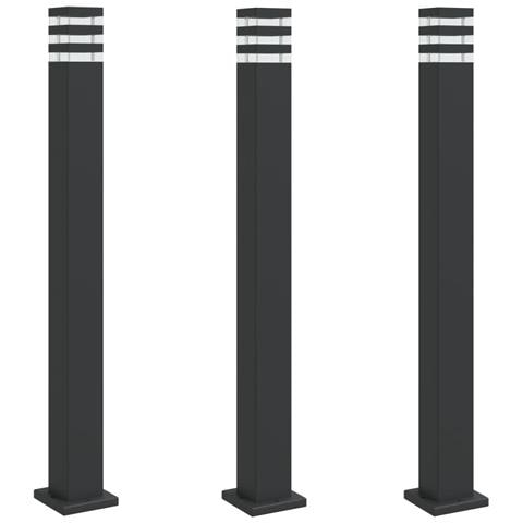 Lampade Da Terra Per Esterni 3pz Nere 110 Cm In Alluminio - Foto 2