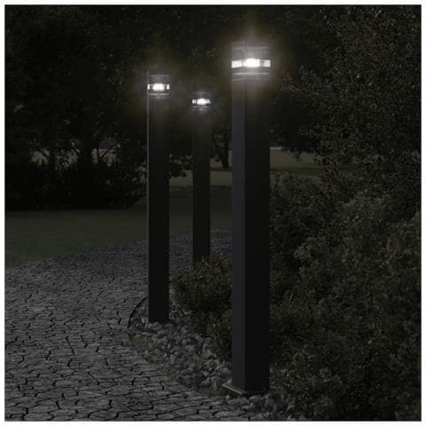 Lampade Da Terra Per Esterni 3pz Nere 110 Cm In Alluminio - Foto 1