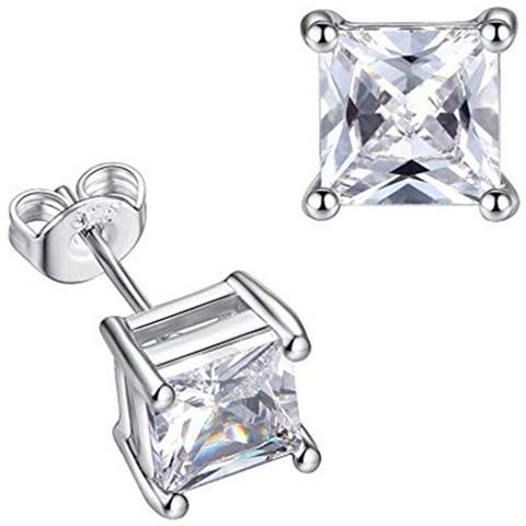 1 Paio Di Versatili Orecchini Quadrati Con Zirconi Silver - Foto 1