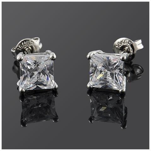 1 Paio Di Versatili Orecchini Quadrati Con Zirconi Silver - Foto 2