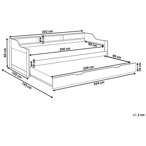 Letto Estraibile Legno Di Pino Edern 90 X 200 Cm Grigio - Foto 6