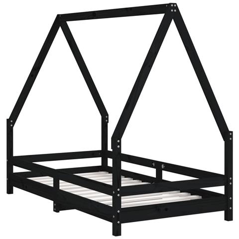 Giroletto per Bambini Nero 80x160 cm in Legno Massello di Pino - Foto 1