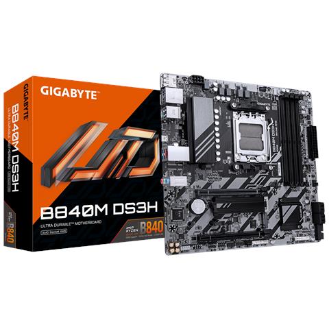 B840M DS3H Scheda madre - CPU AMD Ryzen 9000, VRM a 8+2+2 fasi, fino a 8200 MHz DDR5, 2xPCIe 4.0 M. 2, LAN 2.5GbE, USB 3.2 Gen 1 - Foto 1