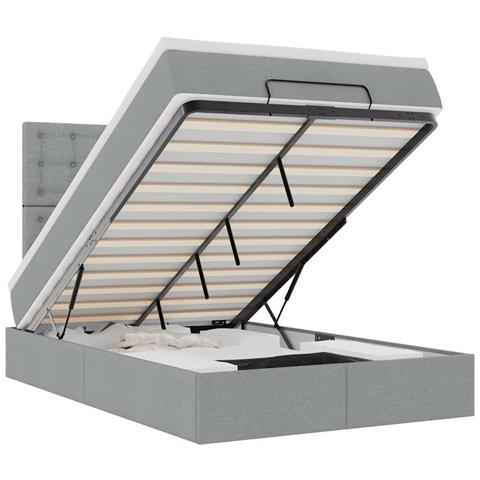 Struttura Letto Pouf Con Materasso 120x200 Cm In Tessuto - Foto 2