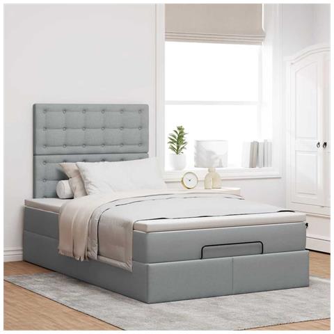 Struttura Letto Pouf Con Materasso 120x200 Cm In Tessuto - Foto 3