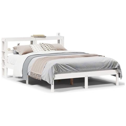Letto Senza Materasso Bianco 135x190 Cm Legno Massello Di Pino - Foto 2